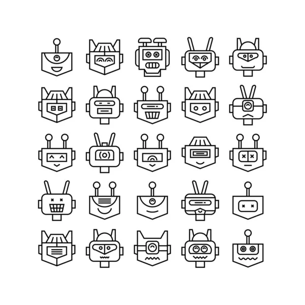 Ilustración Vectorial Robots Iconos — Archivo Imágenes Vectoriales