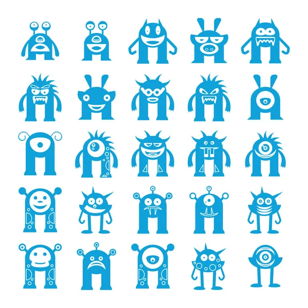 Monster Character Icons Vector Illustration — Stock Vector