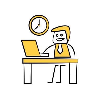 İş konsepti. İş işadamı çalışma vektör Illustration 