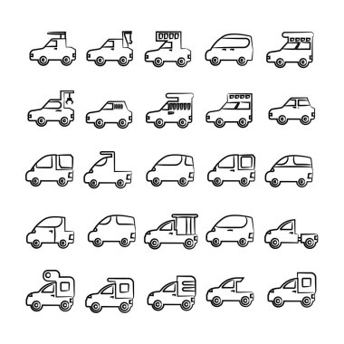 araba simgelerinin vektör illüstrasyonu