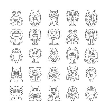 canavar karakter simgeleri, vektör illüstrasyon 