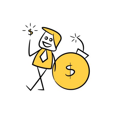 İş konsepti. İş adamı ve dolar bomba vektör Illustration 