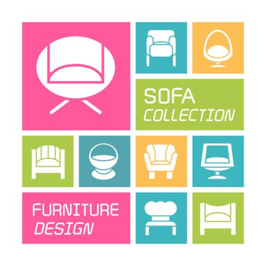 kanepe koleksiyonunun vektör illüstrasyonu