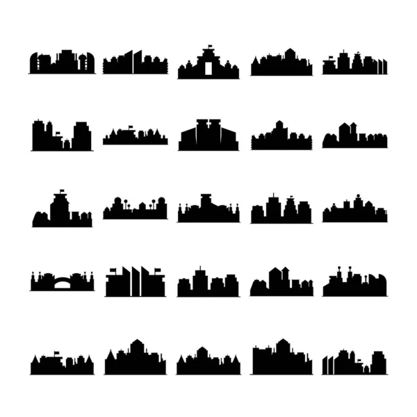 Cityscape Simgelerinin Vektör Illüstrasyonu — Stok Vektör