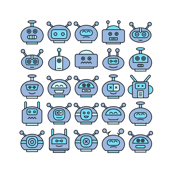 Ilustración Vectorial Robots Iconos — Archivo Imágenes Vectoriales