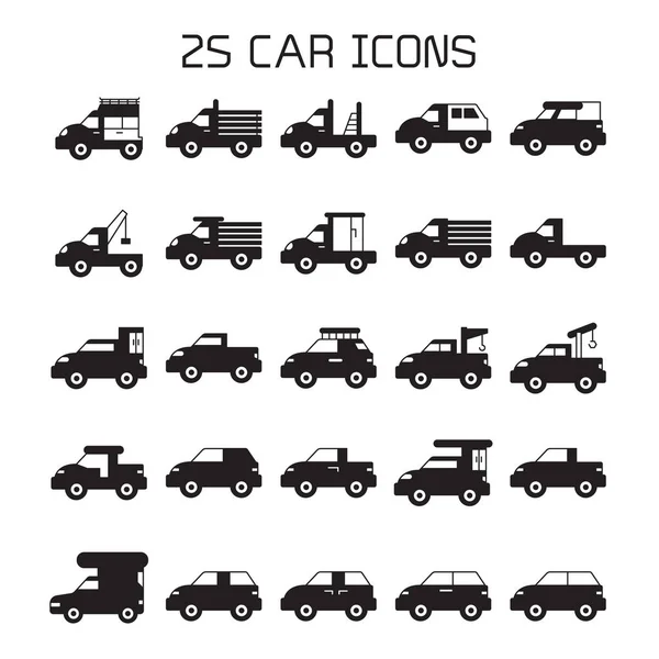 Ilustración Vectorial Iconos Coches — Vector de stock