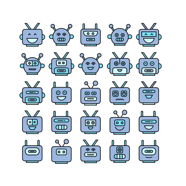 Векторна Ілюстрація Піктограм Роботів — стоковий вектор