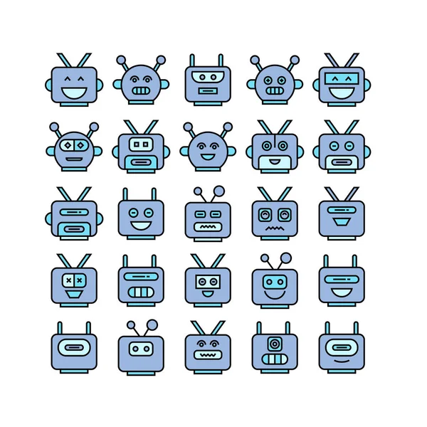 Vektor Illustration Robots Ikoner — Stock vektor