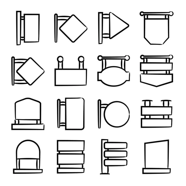 Vector Ilustración Signos Iconos Conjunto — Archivo Imágenes Vectoriales