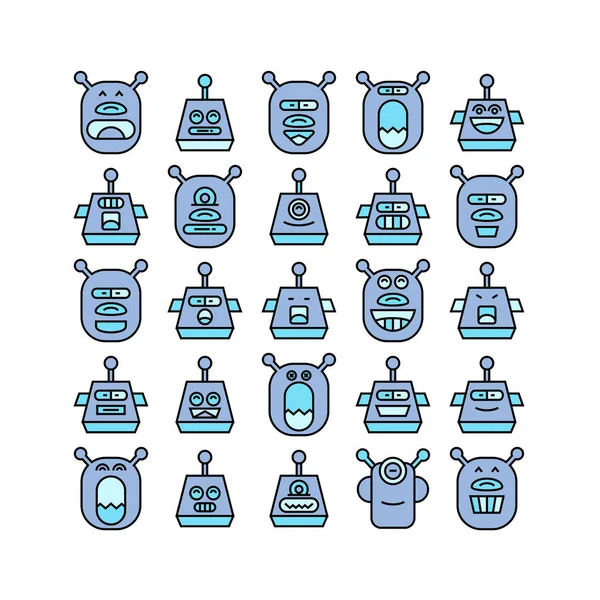 Vektor Illustration Robots Ikoner — Stock vektor