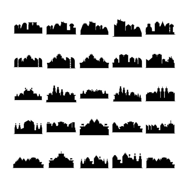 Cityscape Simgelerinin Vektör Illüstrasyonu — Stok Vektör