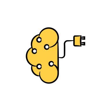 Yapay zeka kavramı için beyin ve buji simgesi