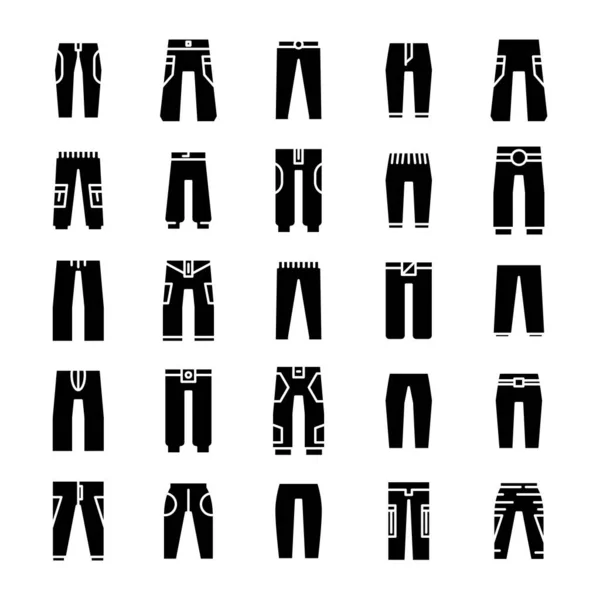 Trousers Icons Set Glyph Design — Stock Vector