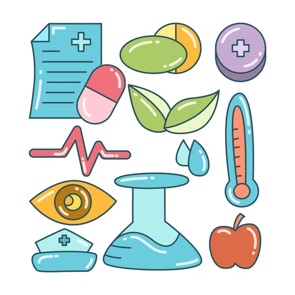 Iconos Concepto Médico Medicina Tema Color Conjunto — Vector de stock