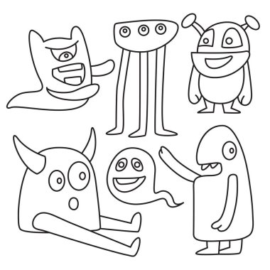 karala komik canavarlar çizgi tasarımı teması