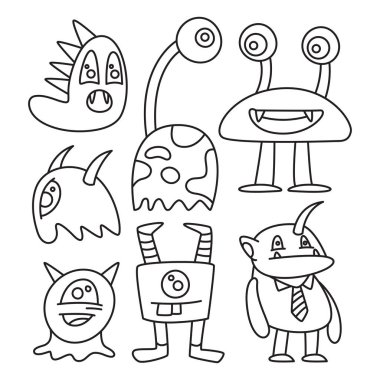 komik ve karalama canavarı karakter çizimi teması