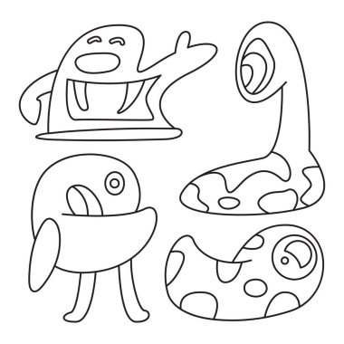 komik ve karalama canavarı karakter çizimi teması