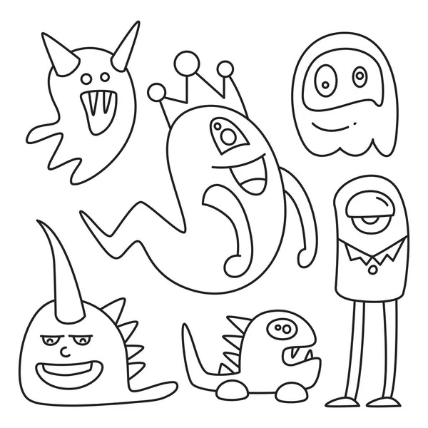 Lustig Und Doodle Monster Charakter Linie Design Thema — Stockvektor