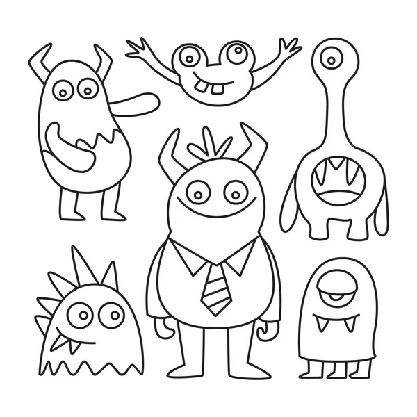 Funny Doodle Monster Character Line Design Theme — Stock Vector