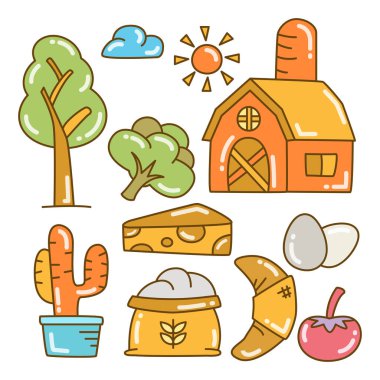 çiftlik ürünü ve vektör ögeleri renk çizgisi temasıName