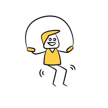 Karalama adam çalışıyor ve sarı çöp adam teması