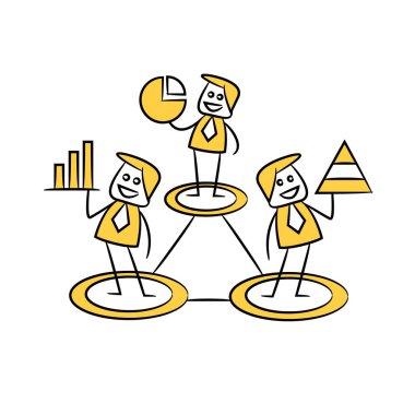Veri tablosu sarı çöp adam teması tutan iş adamları