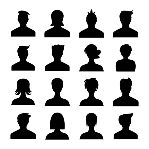 stock vector human avatar icons set silhouette theme