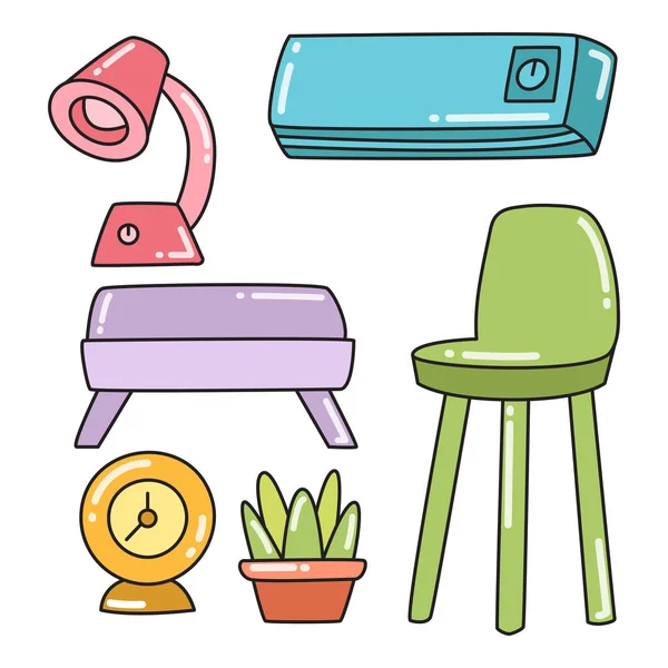 Muebles Decoración Interiores Tema Diseño Color — Vector de stock