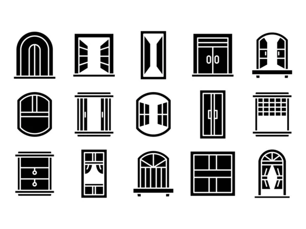 Iconos Ventana Tema Glifo Conjunto — Vector de stock