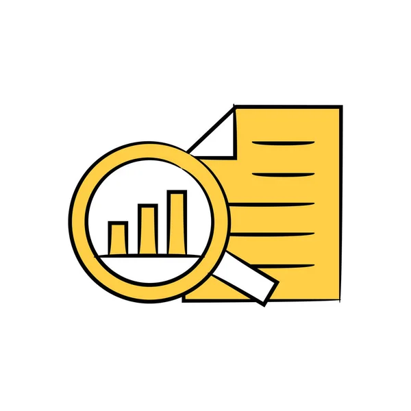 Escaneo Datos Informe Documento Icono Tema Amarillo — Vector de stock