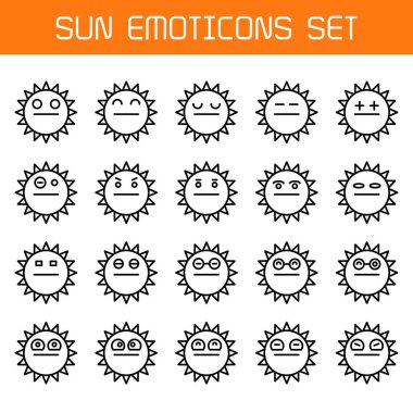 güneş yüz ifadeleri simge çizgisi ayarlandı