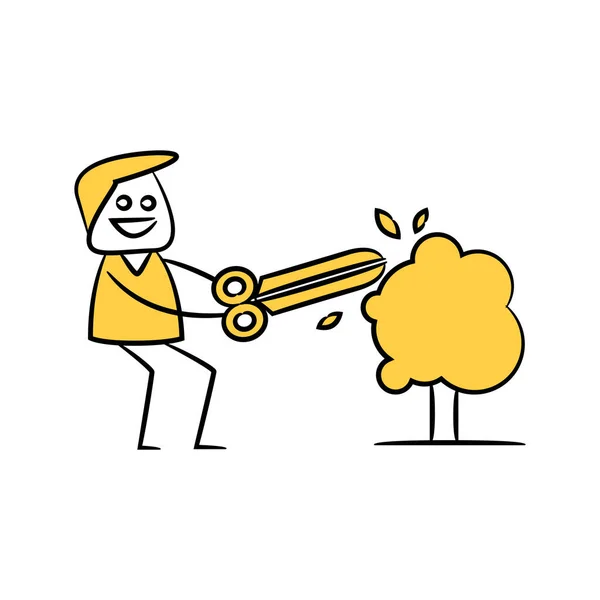 Árvore Tema Doodle Amarelo — Vetor de Stock