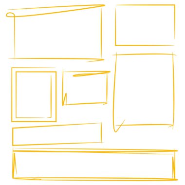 Sarı grunge çerçeve kümesi, dikdörtgen kenarlar