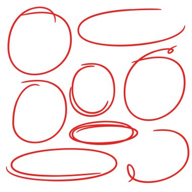 kırmızı el işaretleyici elementler, boş daireler ve ovalar