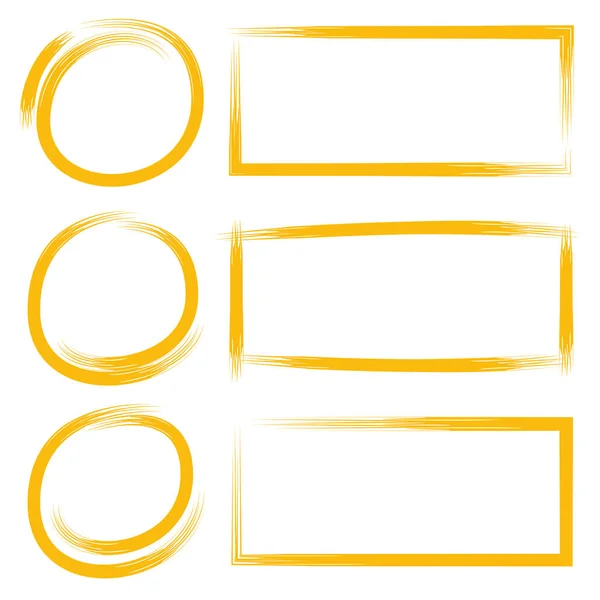 Marcador Amarelo Conjunto Vetor Seleção Texto Marcador Círculo Marcador Quadro — Vetor de Stock