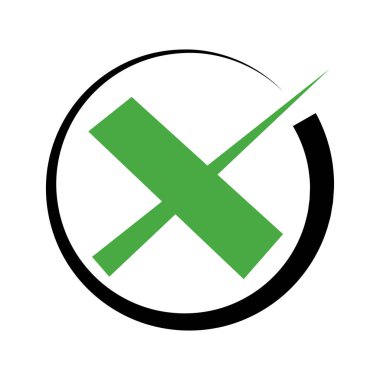 yeşil yanlış sembol veya X işareti