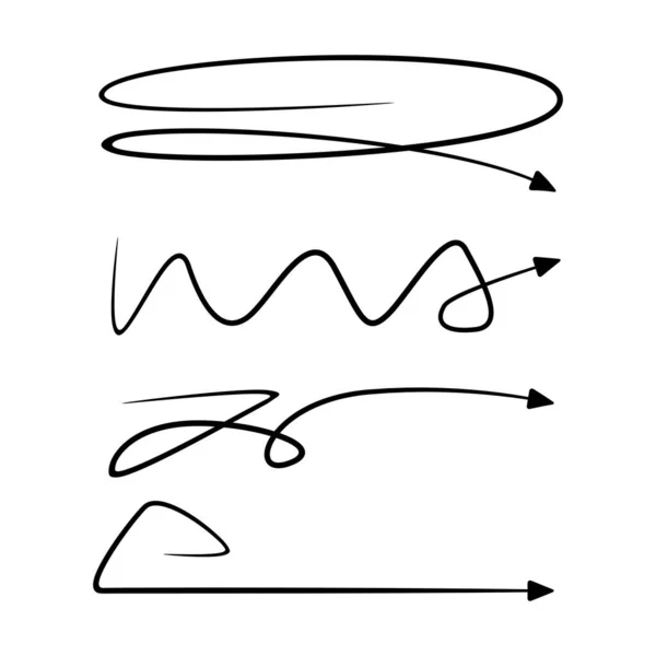 Vektor Set Von Handgezeichneten Pfeilen — Stockvektor