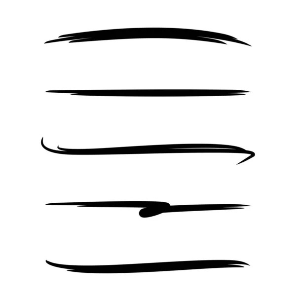 Black Brush Stroke Line Vector Set — Stock Vector