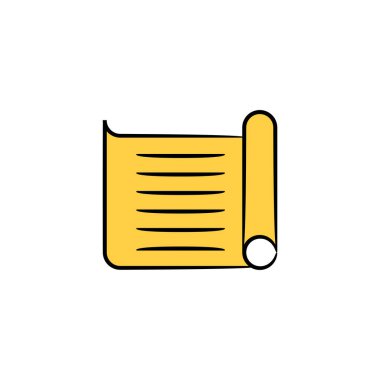 kitap ve belge simgesi vektör çizimi sarı el çizimi