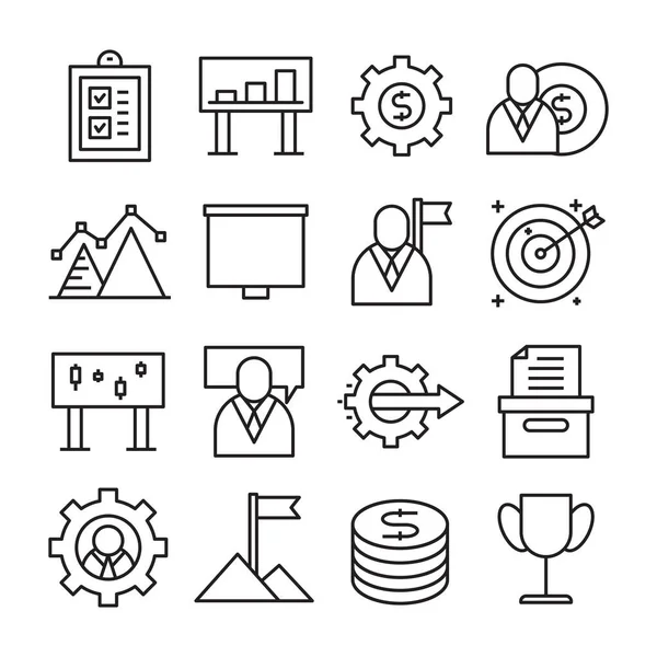 Business Office Icons Line Theme — Stock Vector
