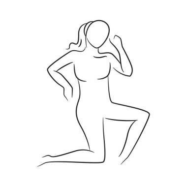 El çizimi eskiz çizimi, kadın vücudu, beyaz arka planda manken.