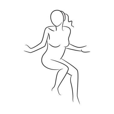 El çizimi eskiz çizimi, kadın vücudu, beyaz arka planda manken.