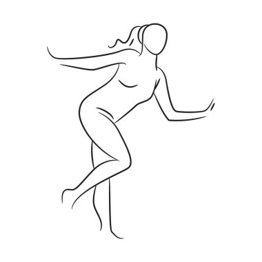 El çizimi eskiz çizimi, kadın vücudu, beyaz arka planda manken.