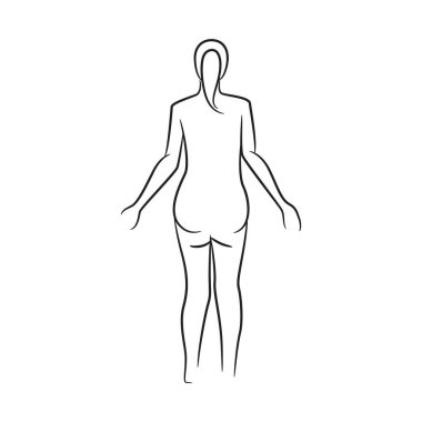 El çizimi eskiz çizimi, kadın vücudu, beyaz arka planda manken.