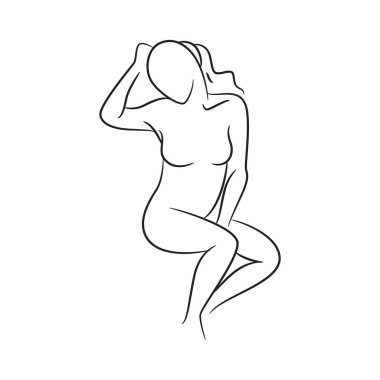 El çizimi eskiz çizimi, kadın vücudu, beyaz arka planda manken.