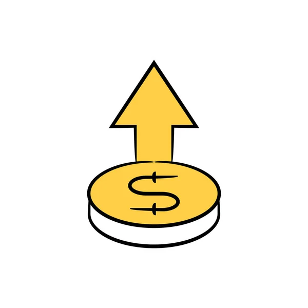 Dolar Waluta Górę Sposób Wartość Wektor Ilustracja Żółty Strony Rysowane — Wektor stockowy