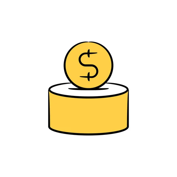 Spenden Und Speichern Icon Vektor Illustration Gelb Hand Gezeichnet — Stockvektor