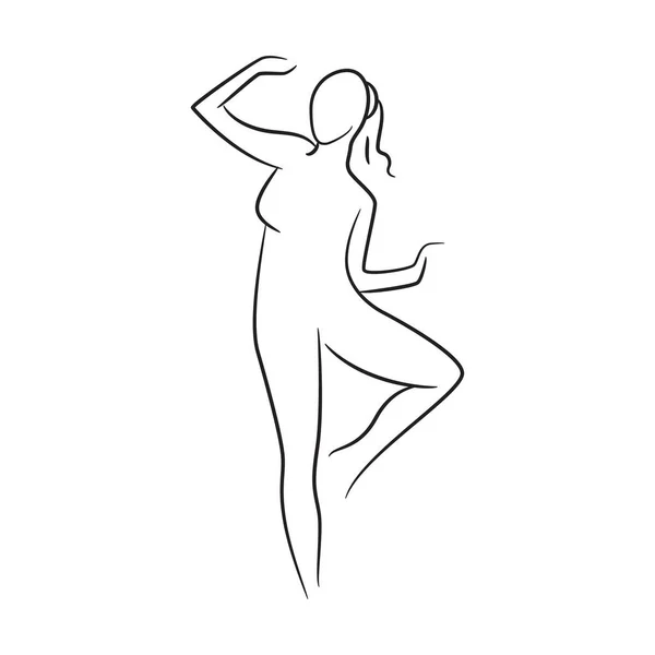 Ručně Kreslený Náčrt Linie Krása Žena Tělo Módní Model Bílém — Stockový vektor
