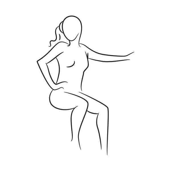 Handgezeichnete Skizze Linie Schönheit Frauenkörper Mode Modell Auf Weißem Hintergrund — Stockvektor