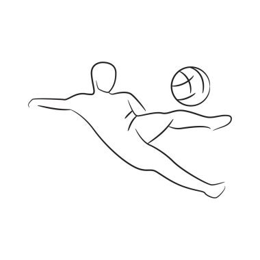 Beyaz arkaplanda el çizimi futbolcu ve futbolcu vektör çizimi
